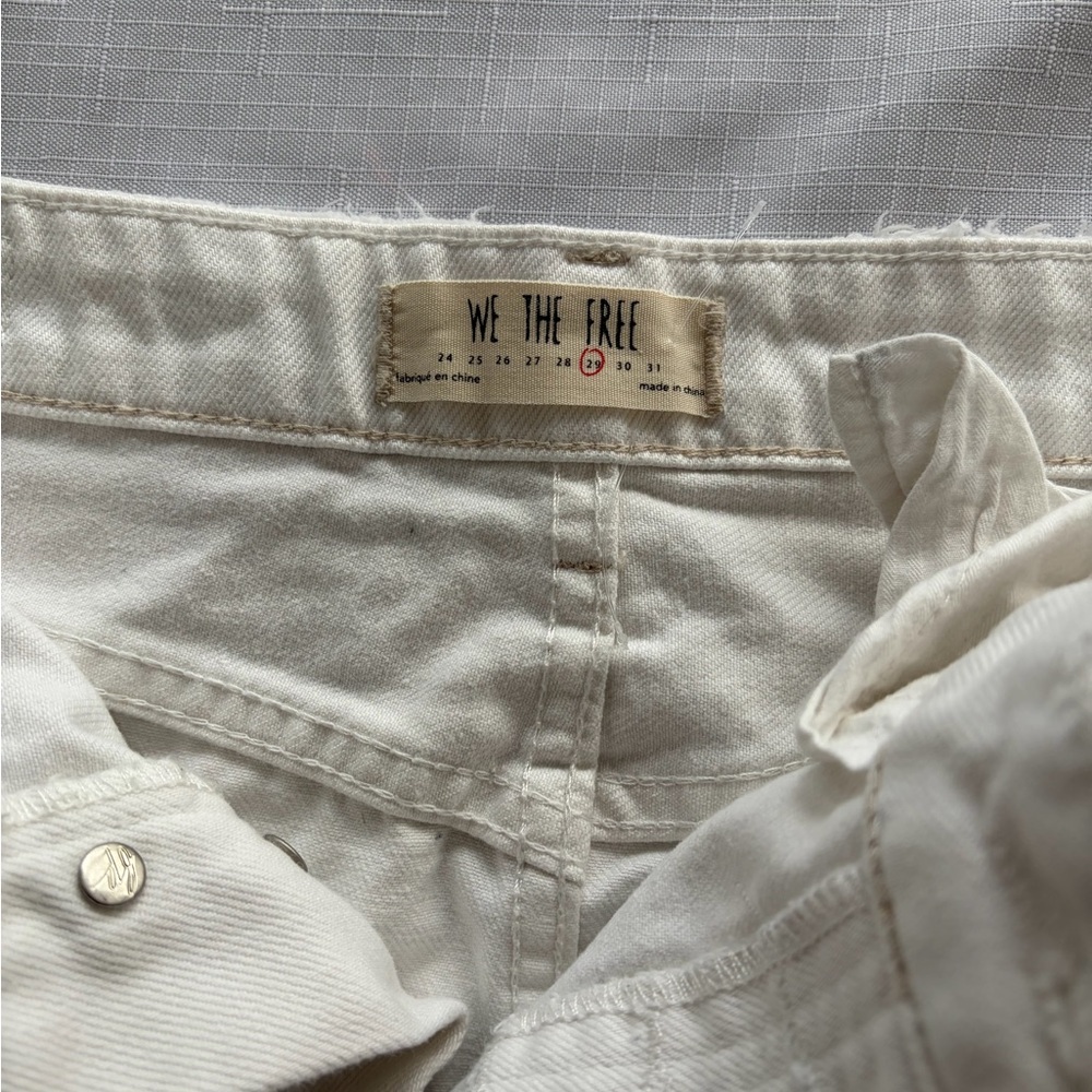 Free People Cream Denim Shorts